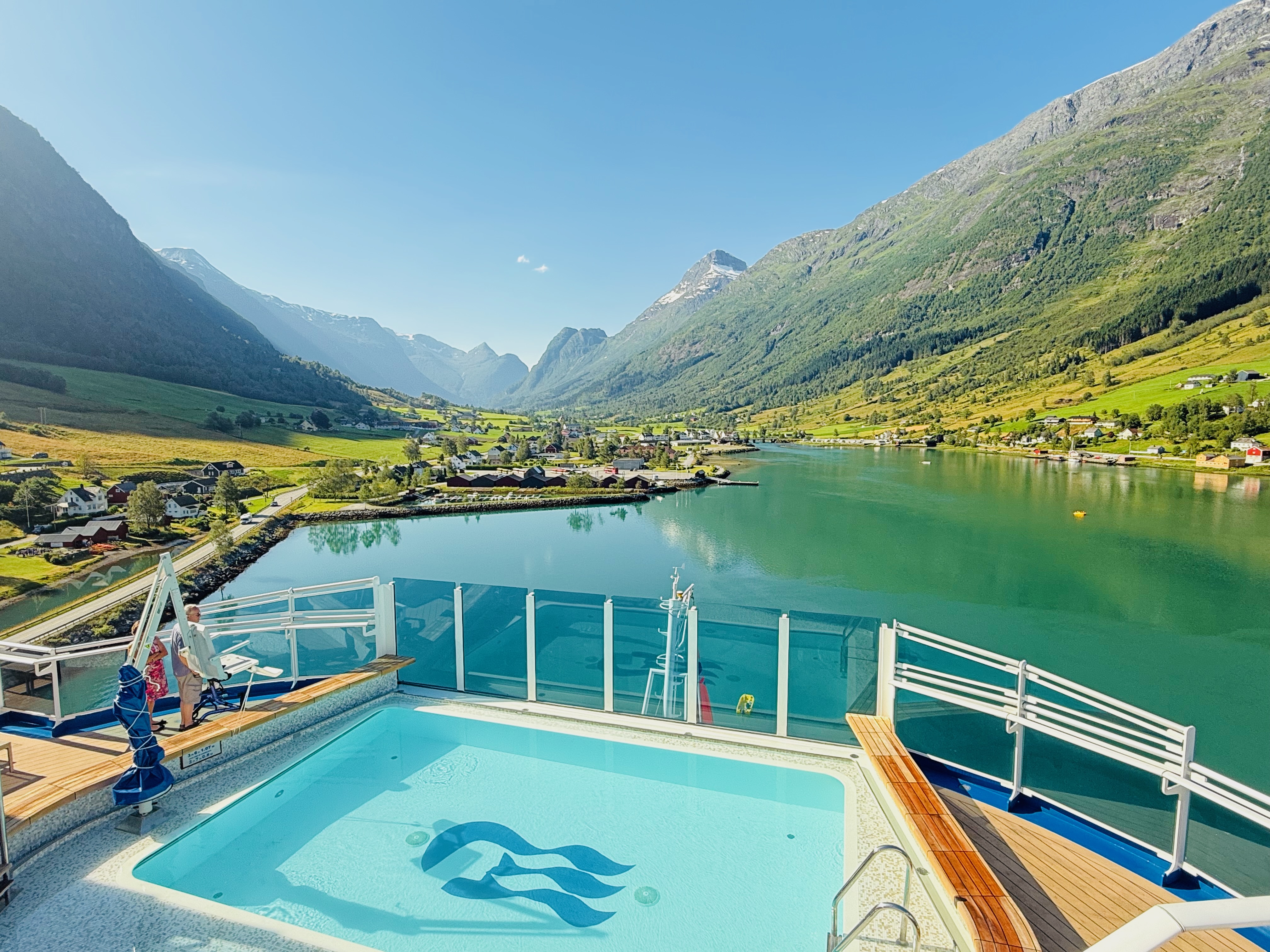 Olden, Norway seen from deck of the Sky Princess cruise ship.